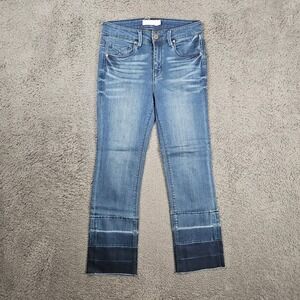 Anthropologie Unpublished Womens Blue Straight Leg Jeans Raw Released Hem Sz 26